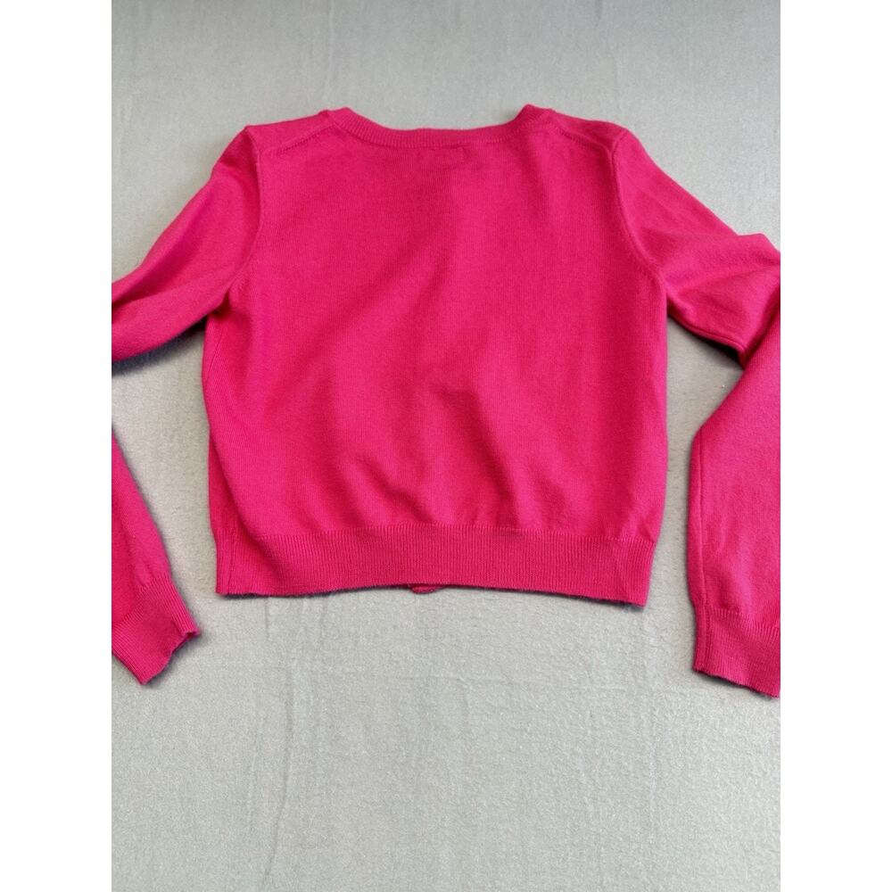 Molly Bracken Hot Pink Button Crop Long Sleeve Sweater Cardigan Medium - Picture 9 of 10